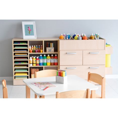 Dulap multicompartiment pentru depozitare materiale creatie, gradinita si scoala, culoare artar - poza 2