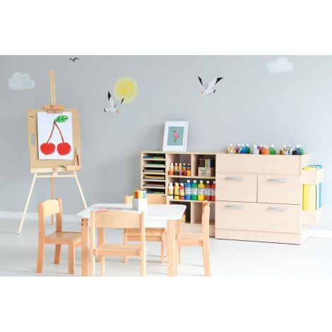 Dulap multicompartiment pentru depozitare materiale creatie, gradinita si scoala, culoare artar - poza 3