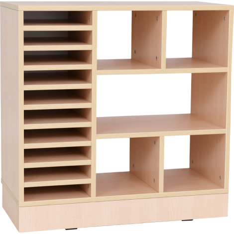 Dulap organizator pentru materiale educationale, scoala si gradinita, culoare artar