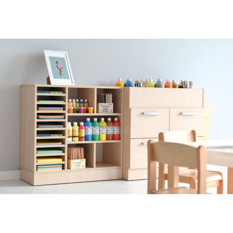 Dulap organizator pentru materiale educationale, scoala si gradinita, culoare artar - poza 2