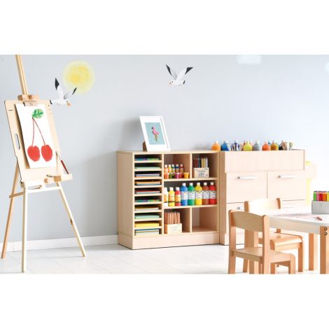 Dulap organizator pentru materiale educationale, scoala si gradinita, culoare artar - poza 3