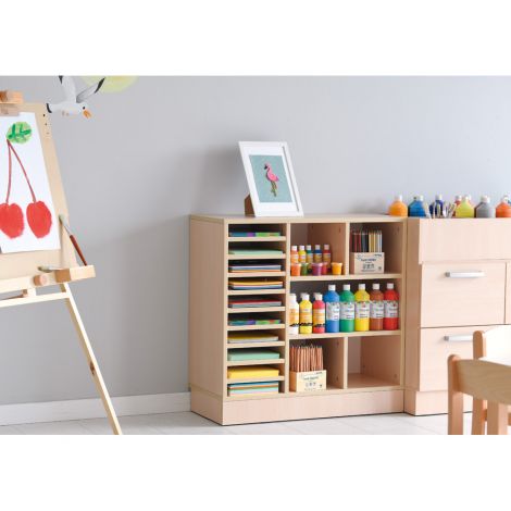 Dulap organizator pentru materiale educationale, scoala si gradinita, culoare artar - poza 4