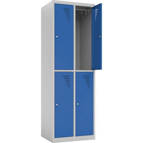 Dulap vestiar metalic scolar cu 4 compartimente, pentru elevi si profesori, culoare albastru, cu incuietori, inaltime 180 cm - poza 2