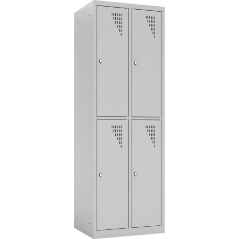Dulap vestiar metalic scolar cu 4 compartimente, pentru elevi si profesori, culoare gri, cu incuietori, inaltime 180 cm - poza 1