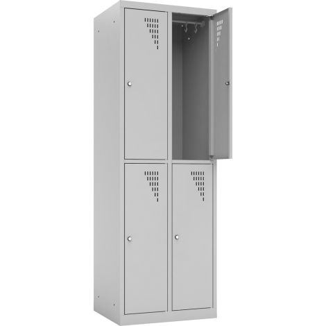 Dulap vestiar metalic scolar cu 4 compartimente, pentru elevi si profesori, culoare gri, cu incuietori, inaltime 180 cm - poza 2