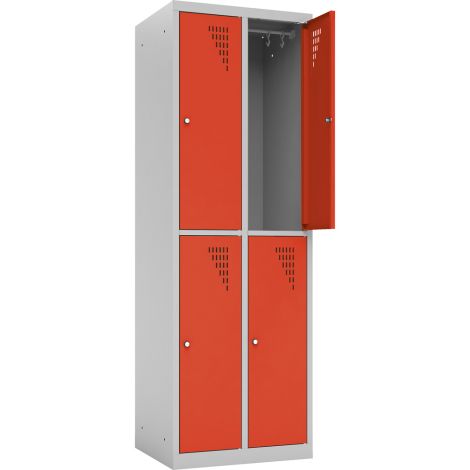 Dulap vestiar metalic scolar cu 4 compartimente, pentru elevi si profesori, culoare rosu, cu incuietori, inaltime 180 cm - poza 2