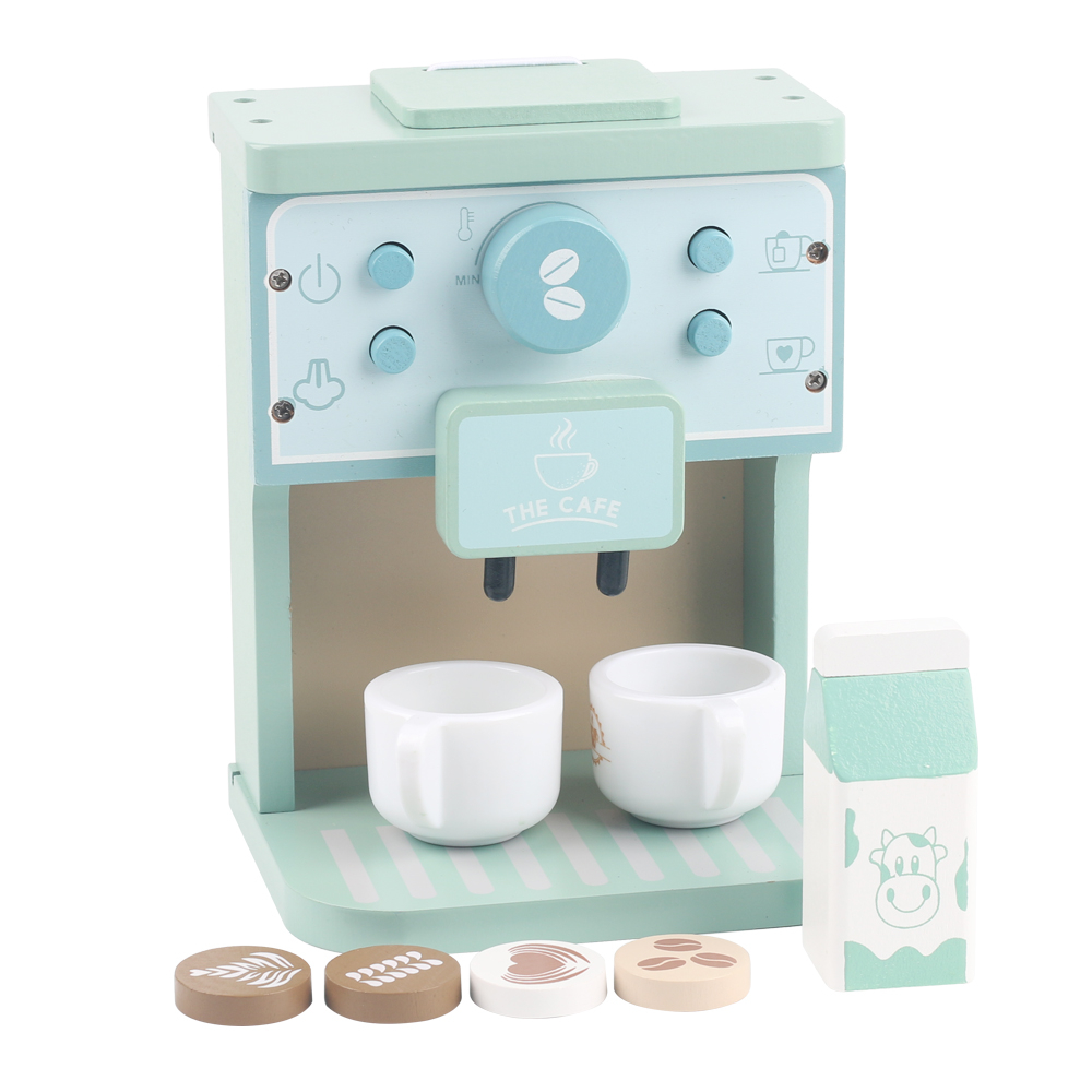 Espressor de cafea din lemn - Lean Toys (cu cani si lapte)