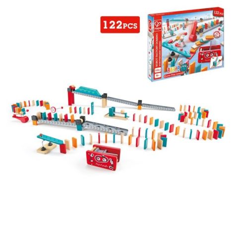 Fabrica de roboti - Domino, 122 piese, dn lemn, 4 ani+, Steam, Hape E1057A - poza 2