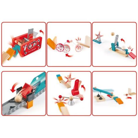 Fabrica de roboti - Domino, 122 piese, dn lemn, 4 ani+, Steam, Hape E1057A - poza 3
