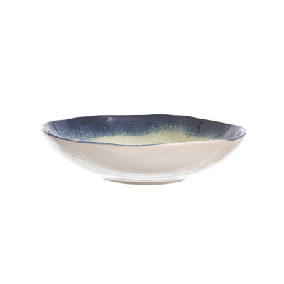Farfurie adanca pentru servire, ceramica, albastru,model Lago, 500 ml, 21x5 cm