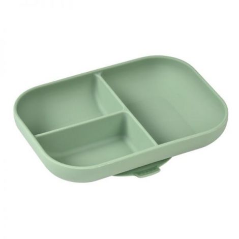 Farfurie compartimentata din silicon cu ventuza Beaba Sage Green - poza 1