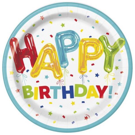 Farfurii happy birthday confetti 23 cm - poza 1