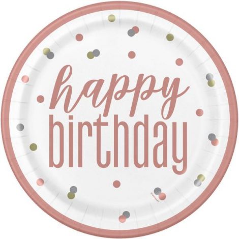 Farfurii happy birthday roz 23 cm Unique UN84892EU - poza 2