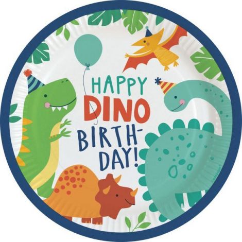 Farfurii happy dino birthday 23 cm - poza 2