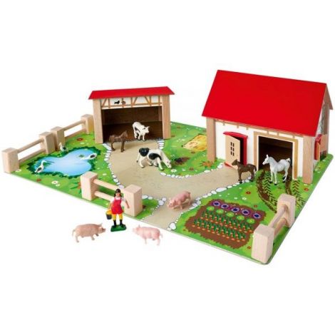 Ferma din lemn Eichhorn 51x36x17 cm cu 20 accesorii - poza 1