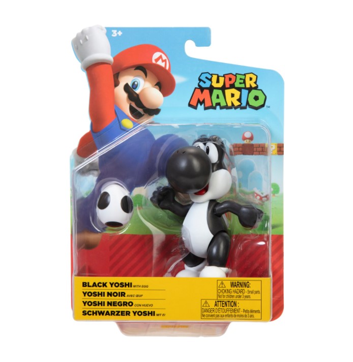 Figurina articulata Super Mario Black Yoshi 10 cm cu ou - poza 2