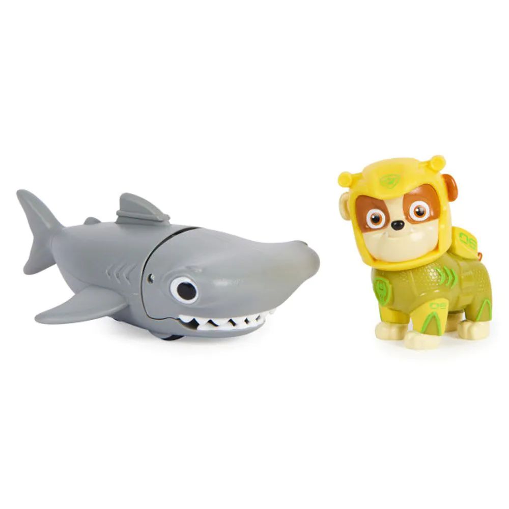 Figurina cu prieten rechin ciocan Paw Patrol Aqua Pups Rubble - poza 1