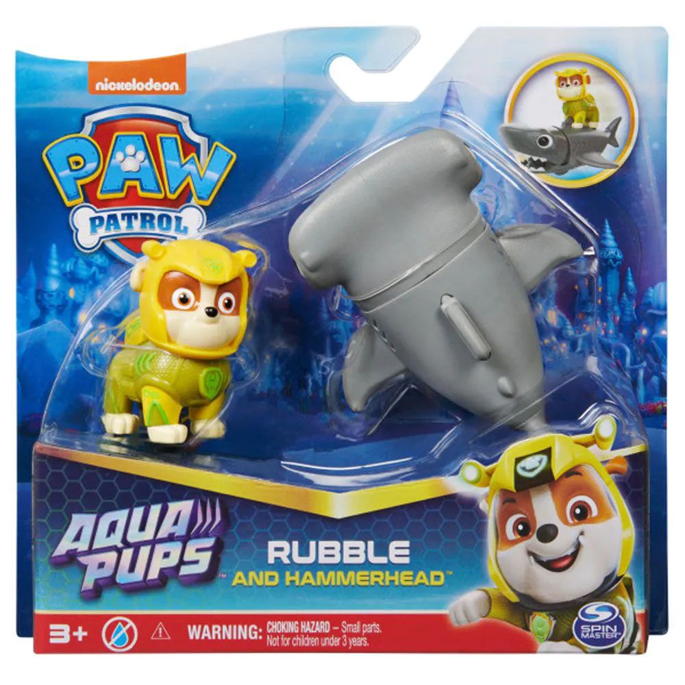 Figurina cu prieten rechin ciocan Paw Patrol Aqua Pups Rubble - poza 2