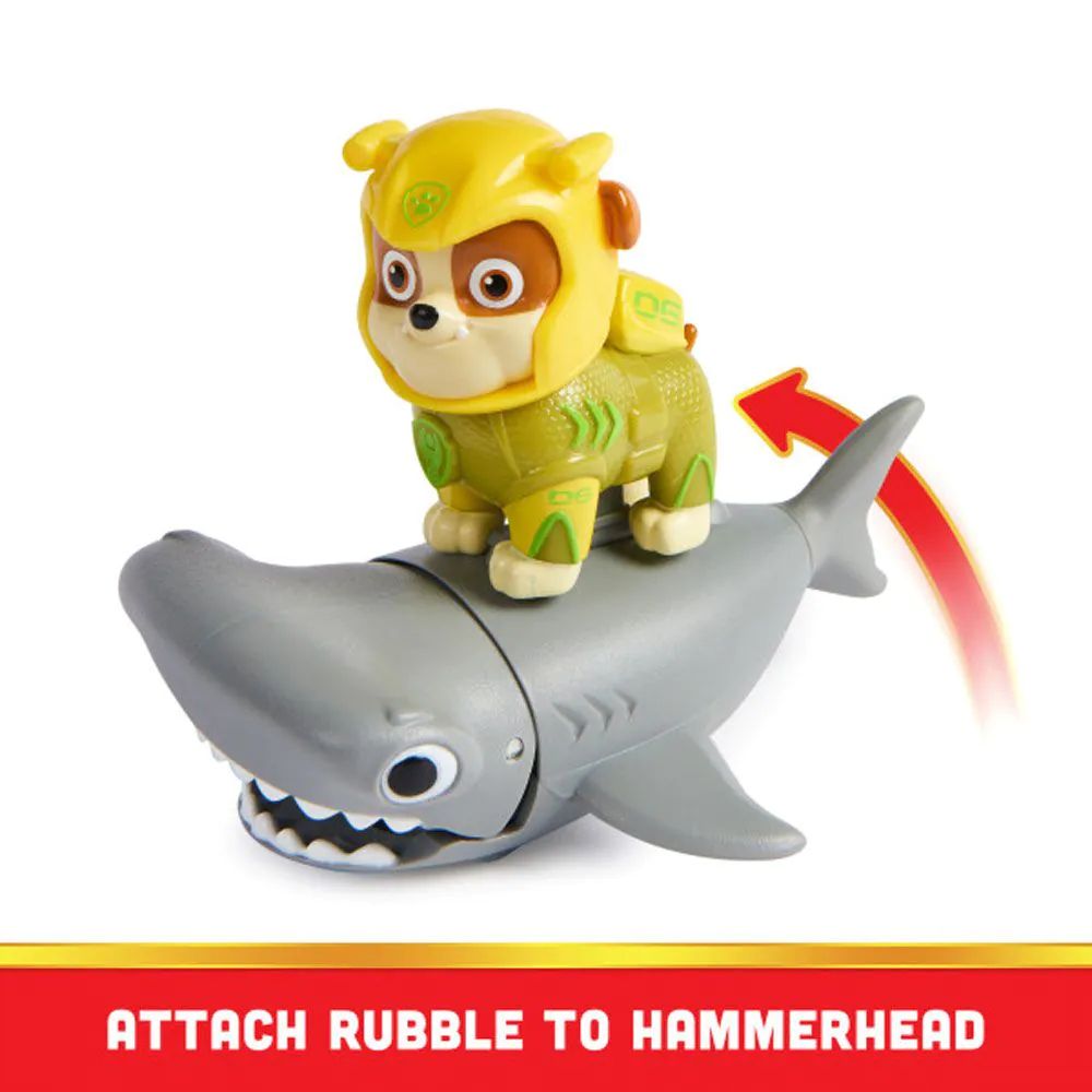 Figurina cu prieten rechin ciocan Paw Patrol Aqua Pups Rubble - poza 3
