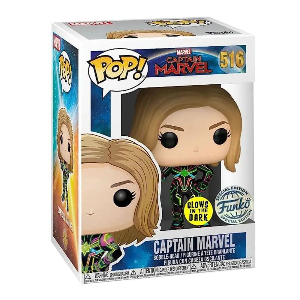 Figurina de colectie Funko Pop Captain Marvel Neon Suit Gows In The Dark 516 - poza 1