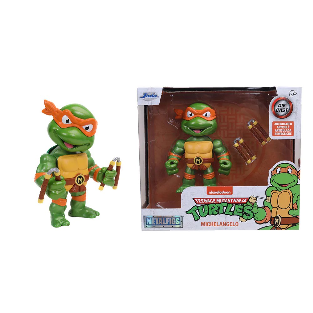Figurina metalica cu accesorii Jada Testoasele Ninja 10 cm Michelangelo - poza 2