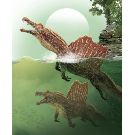 Figurina pictata manual dinozaur Spinosaurus innotand cu mandibula mobila - poza 3