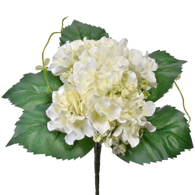 Fir hortensie artificiala decorativa,plastic,alb,22 cm