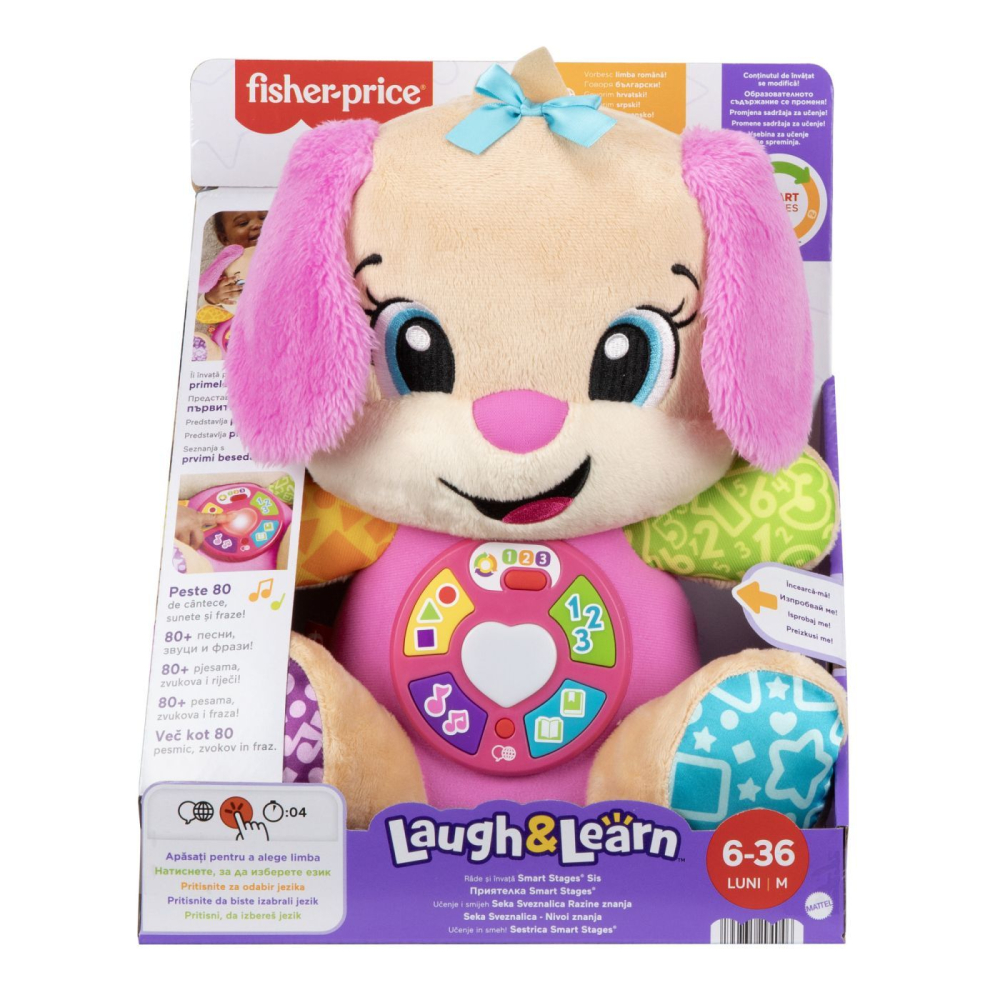FISHER PRICE CATEL INTERACTIV CU URECHI ROZ RADE SI INVATA
