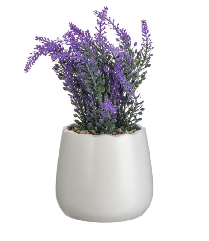Flori de lavanda artificiale decorative in ghiveci ceramic,11x24 cm