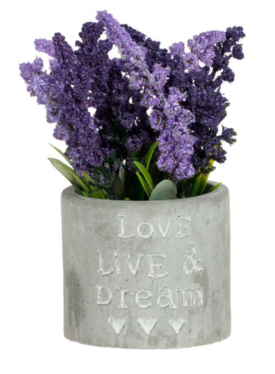 Flori de lavanda artificiale decorative in ghiveci ceramic,8 x17 cm