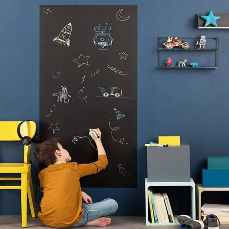 Folie autoadeziva tabla neagra 2 m lungime si set creta colorata - poza 3