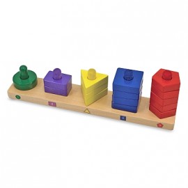 Forme de sortat si stivuit din lemn Melissa & Doug 379 - Jucarie educaționala din lemn cu 15 piese - poza 2