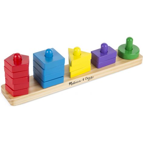 Forme de sortat si stivuit din lemn Melissa & Doug 379 - Jucarie educaționala din lemn cu 15 piese - poza 4