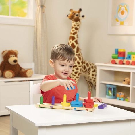 Forme de sortat si stivuit din lemn Melissa & Doug 379 - Jucarie educaționala din lemn cu 15 piese - poza 5