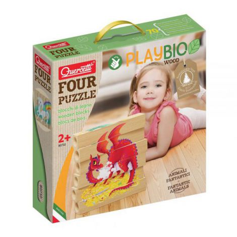 Four Puzzle Animale Fantastice Bio, 2 ani+, Quercetti Q80710 - poza 1
