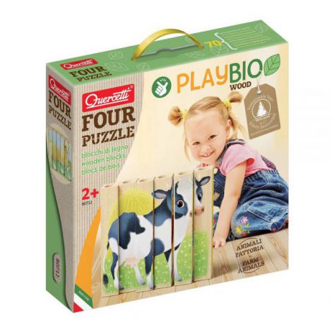Four Puzzle Animale Ferma Bio, 2 ani+, Quercetti Q80712 - poza 1