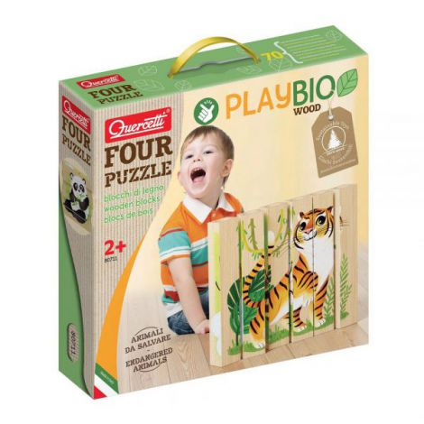 Four Puzzle Animale Salbatice Bio, 2 ani+, Quercetti Q80711 - poza 1
