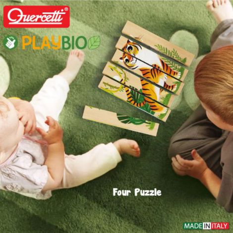 Four Puzzle Animale Salbatice Bio, 2 ani+, Quercetti Q80711 - poza 4