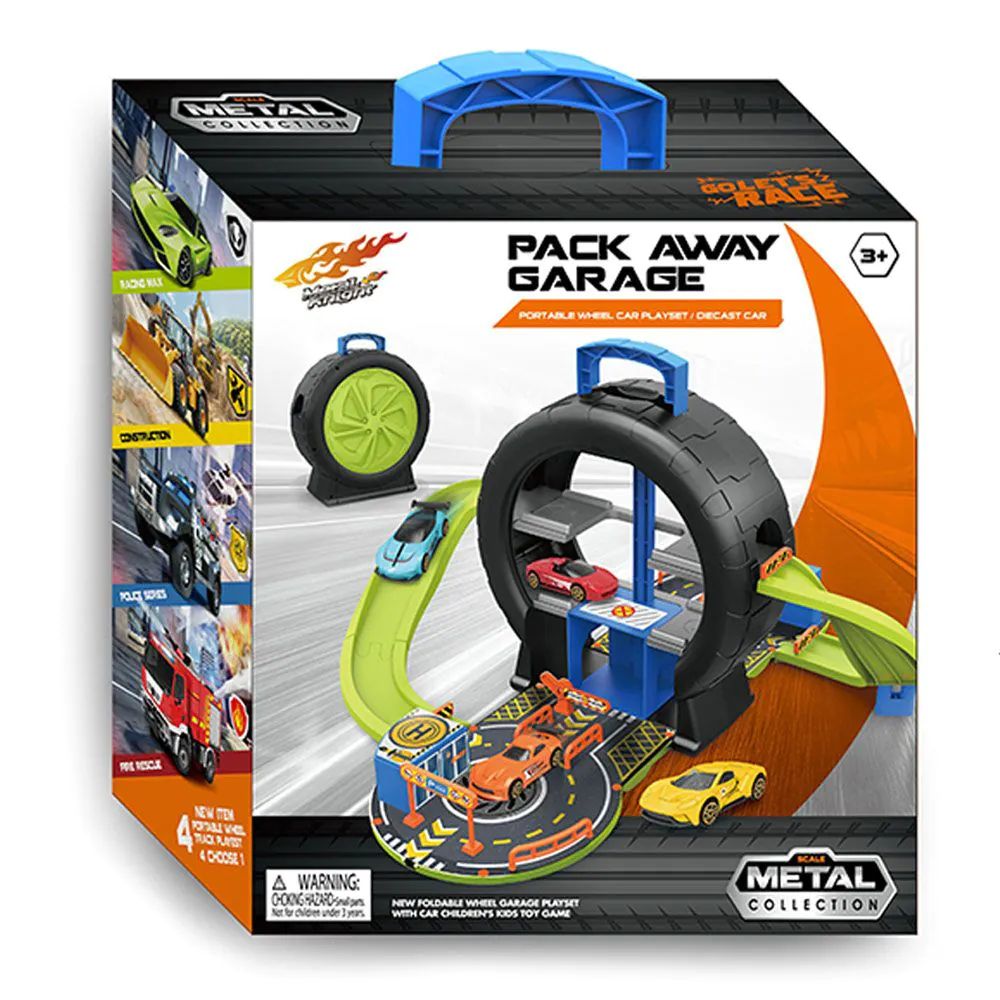 Garaj in anvelopa cu 4 masinute Pack Away Garage - poza 2