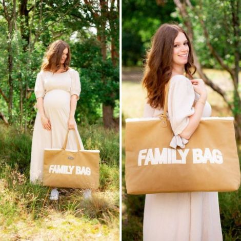Geanta Childhome Family Bag, aspect piele intoarsa Bej - poza 4