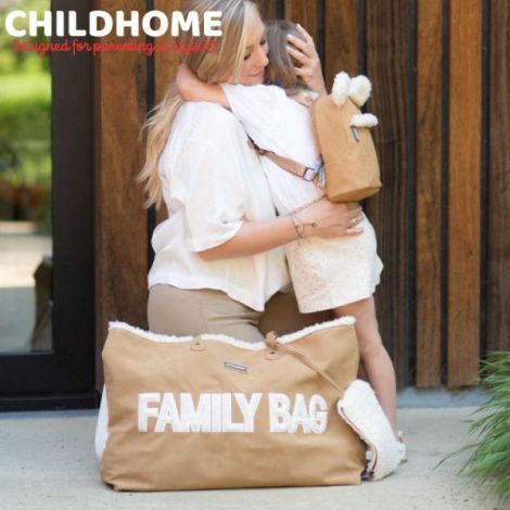 Geanta Childhome Family Bag, aspect piele intoarsa Bej - poza 5
