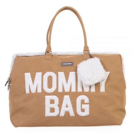 Geanta de infasat Childhome Mommy Bag, aspect piele intoarsa Bej - poza 1