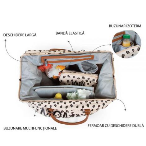 Geanta de infasat Childhome Mommy Bag Leopard - poza 5