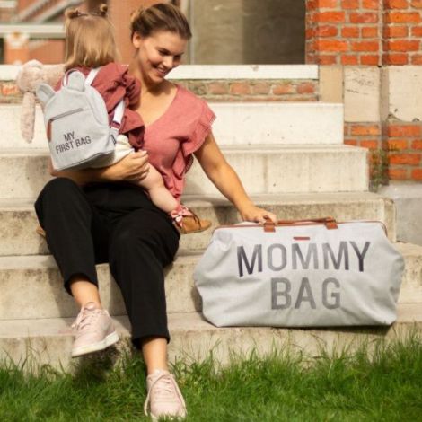 Geanta de infasat Childhome Mommy Bag Panza Oxford Gri - poza 5