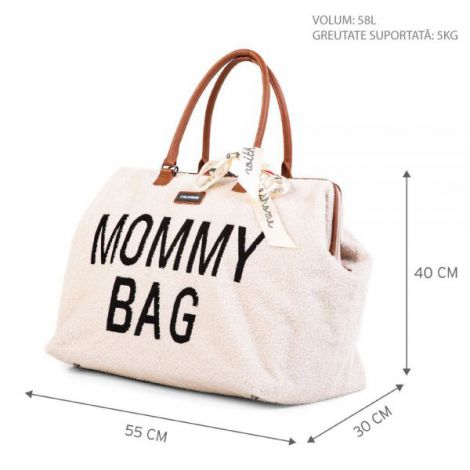 Geanta de infasat Childhome Mommy Bag Teddy Ecru - poza 5