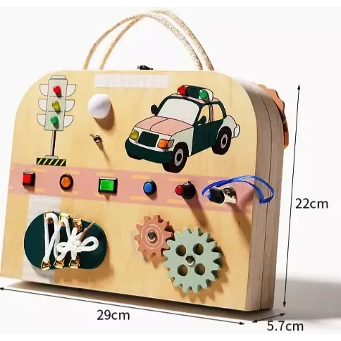 Geantă Pliabilă din Lemn – Panou Activități Montessori - Default Title
