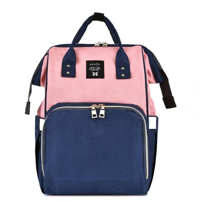 Geanta rucsac Living Share pentru mamicile de bebelusi, bleumarin-roz