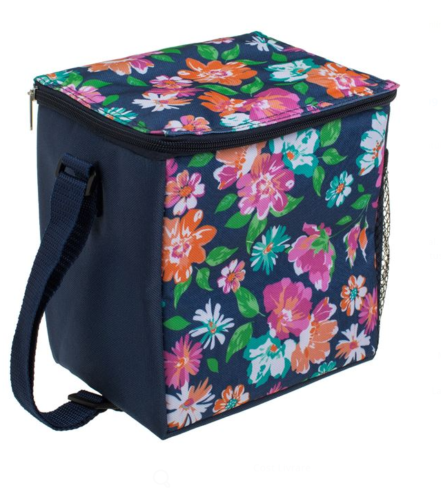 Geanta termoizolanta pentru alimente si bauturi,imprimeu floral,19x15x20cm - 5,5L