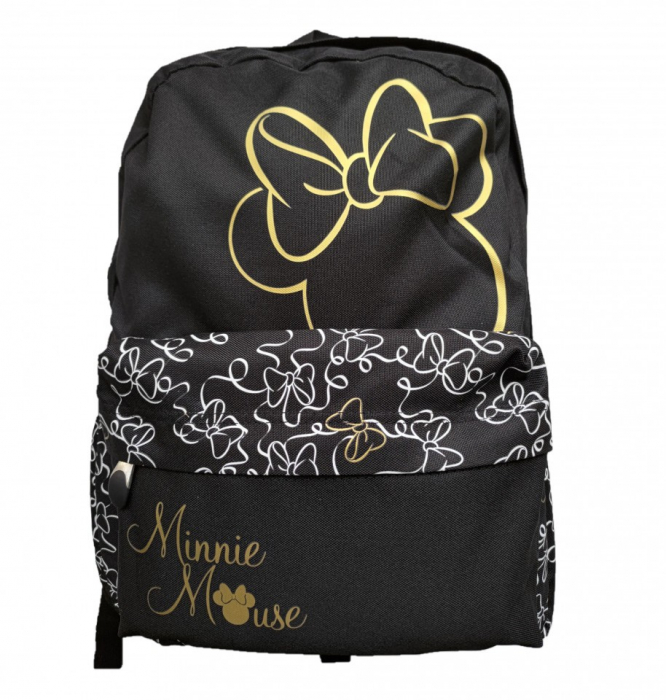 Ghiozdan cu 3 compartinente pentru fete,negru,model Minnie Youth 40cm