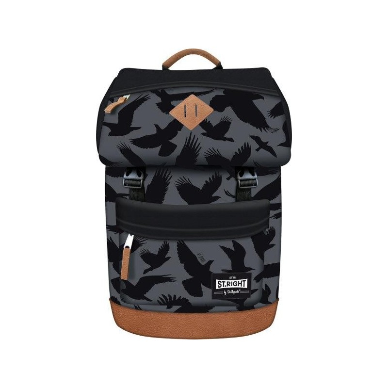 Ghiozdan Eagle, pentru scoala, 1 compartiment, 2 buzunare, gri cu negru, 26x15x40 cm